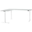 Schäfer Shop Genius Winkelschreibtisch Modena Flex, elektrisch höhenverstellbar, 90° Winkel beidseitig, B 2000 x T 2400 mm, lichtgrau/weiß