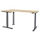 Schäfer Shop Genius Winkelschreibtisch Modena Flex, elektrisch höhenverstellbar, 90° Winkel, T-Fuß, B 2000 mm, Ahorn/anthrazit