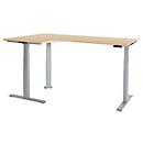 Schäfer Shop Genius Winkelschreibtisch Modena Flex, elektrisch höhenverstellbar, 90° Winkel, T-Fuß, B 2000 mm, Ahorn/weißalu