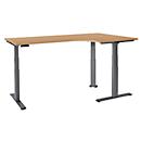 Schäfer Shop Genius Winkelschreibtisch Modena Flex, elektrisch höhenverstellbar, 90° Winkel, T-Fuß, B 2000 mm, Buche/anthrazit