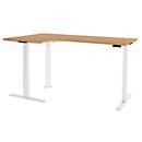 Schäfer Shop Genius Winkelschreibtisch Modena Flex, elektrisch höhenverstellbar, 90° Winkel, T-Fuß, B 2000 mm, Buche/weiß
