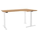 Schäfer Shop Genius Winkelschreibtisch Modena Flex, elektrisch höhenverstellbar, 90° Winkel, T-Fuß, B 2000 mm, Buche/weiß