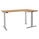 Schäfer Shop Genius Winkelschreibtisch Modena Flex, elektrisch höhenverstellbar, 90° Winkel, T-Fuß, B 2000 mm, Buche/weißalu