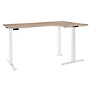 Schäfer Shop Genius Winkelschreibtisch Modena Flex, elektrisch höhenverstellbar, 90° Winkel, T-Fuß, B 2000 mm, Eiche/weiß