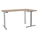 Schäfer Shop Genius Winkelschreibtisch Modena Flex, elektrisch höhenverstellbar, 90° Winkel, T-Fuß, B 2000 mm, Eiche/weißalu