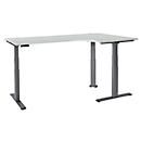 Schäfer Shop Genius Winkelschreibtisch Modena Flex, elektrisch höhenverstellbar, 90° Winkel, T-Fuß, B 2000 mm, lichtgrau/anthrazit