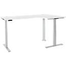 Schäfer Shop Genius Winkelschreibtisch Modena Flex, elektrisch höhenverstellbar, 90° Winkel, T-Fuß, B 2000 mm, weiß/weißalu