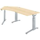 Schäfer Shop Genius Winkelschreibtisch PLANOVA ERGOSTYLE, elektrisch höhenverstellbar, 135° Winkel links, C-Fuß, B 2165 mm, Ahorn/weißalu