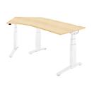 Schäfer Shop Genius Winkelschreibtisch PLANOVA ERGOSTYLE, elektrisch höhenverstellbar, 135° Winkel links, C-Fuß, B 2165 mm, Ahorn/weißalu