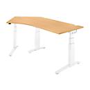 Schäfer Shop Genius Winkelschreibtisch PLANOVA ERGOSTYLE, elektrisch höhenverstellbar, 135° Winkel links, C-Fuß, B 2165 mm, Buche/weißalu