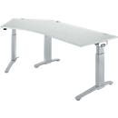 Schäfer Shop Genius Winkelschreibtisch PLANOVA ERGOSTYLE, elektrisch höhenverstellbar, 135° Winkel links, C-Fuß, B 2165 mm, lichtgrau/weißalu
