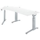 Schäfer Shop Genius Winkelschreibtisch PLANOVA ERGOSTYLE, elektrisch höhenverstellbar, 135° Winkel links, C-Fuß, B 2165 mm, weiß/weißalu