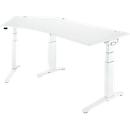 Schäfer Shop Genius Winkelschreibtisch PLANOVA ERGOSTYLE, elektrisch höhenverstellbar, 135° Winkel links, C-Fuß, B 2165 mm, weiß/weißalu
