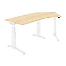 Schäfer Shop Genius Winkelschreibtisch PLANOVA ERGOSTYLE, elektrisch höhenverstellbar, 135° Winkel rechts, C-Fuß, B 2165 mm, Ahorn/weißalu