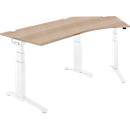 Schäfer Shop Genius Winkelschreibtisch PLANOVA ERGOSTYLE, elektrisch höhenverstellbar, 135° Winkel rechts, C-Fuß, B 2165 mm, Eiche/weiß