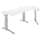 Schäfer Shop Genius Winkelschreibtisch PLANOVA ERGOSTYLE, elektrisch höhenverstellbar, 135° Winkel rechts, C-Fuß, B 2165 mm, weiß/weißalu 