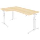 Schäfer Shop Genius Winkelschreibtisch PLANOVA ERGOSTYLE, elektrisch höhenverstellbar, 90° Winkel links, C-Fuß, B 2000 mm, Ahorn/weiß