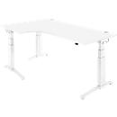 Schäfer Shop Genius Winkelschreibtisch PLANOVA ERGOSTYLE, elektrisch höhenverstellbar, 90° Winkel links, C-Fuß, B 2000 mm, weiß/weiß