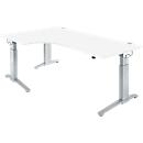 Schäfer Shop Genius Winkelschreibtisch PLANOVA ERGOSTYLE, elektrisch höhenverstellbar, 90° Winkel links, C-Fuß, B 2000 mm, weiß/weißalu
