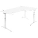 Schäfer Shop Genius Winkelschreibtisch PLANOVA ERGOSTYLE, elektrisch höhenverstellbar, 90° Winkel rechts, C-Fuss, B 2000 mm, weiss/weissalu 