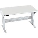 Schäfer Shop Pure Arbeitstisch AST31, elektrisch höhenverstellbar, Melaminplatte, T-Fuß, bis 400 kg, B 1500 x T 800 x H 725-1155 mm, weißaluminium/lichtgrau