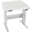 Schäfer Shop Pure Arbeitstisch AST31, elektrisch höhenverstellbar, Melaminplatte, T-Fuß, bis 400 kg, B 750 x T 800 x H 725-1155 mm, weißaluminium/lichtgrau