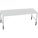 Schäfer Shop Pure Arbeitstisch AST31, manuell höhenverstellbar, Melaminplatte, 4-Fuß, bis 500 kg, B 2000 x T 800 x H 800-1030 mm, weißaluminium/lichtgrau