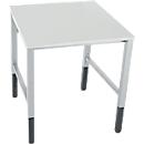 Schäfer Shop Pure Arbeitstisch AST31, manuell höhenverstellbar, Melaminplatte, 4-Fuß, bis 500 kg, B 750 x T 800 x H 800-1030 mm, weißaluminium/lichtgrau