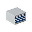 Schäfer Shop Pure Armoire à tiroirs 27-27 SSI SCHÄFER, 4 tiroirs, jusqu'à 75 kg, l. 564 x P 572 x H 400 mm, bleu gentiane/alu blanc