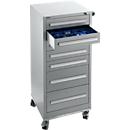 Schäfer Shop Pure Armoire à tiroirs SFR 70, 7 tiroirs, L 544 x P 500 x H 1215 mm,avec roulettes, alu blanc RAL 9006 alu blanc RAL 9006