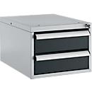 Schäfer Shop Pure Bloc-tiroirs 411, pour tables de travail AST31, montage à gauche/à droite, 2 tiroirs, verrouillable, jusqu'à 50 kg, acier, blanc-aluminium/anthracite