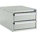 Schäfer Shop Pure Bloc-tiroirs 411, pour tables de travail AST31, montage à gauche/à droite, 2 tiroirs, verrouillable, jusqu'à 50 kg, acier, gris clair/gris clair
