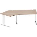Schäfer Shop Pure Bureau d'angle PLANOVA BASIC, angle 135° gauche, pied en C, L 2165 x P 800/800 x H 717 mm, chêne/blanc + passage de câbles