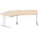 Schäfer Shop Pure Bureau d'angle PLANOVA BASIC, angle 135° gauche, pied en C, L 2165 x P 800/800 x H 717 mm, érable/blanc + passage de câbles
