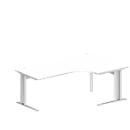 Schäfer Shop Pure Bureau d'angle PLANOVA BASIC, angle 90° à droite, pied en C, L 2000 x P 1200/800 x H 717 mm, blanc + passage de câbles