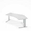Schäfer Shop Pure Bureau d'angle PLANOVA BASIC, angle de 135° à droite, pied en C, L 2165 x P 800/800 x H 717 mm, blanc/alu blanc + passage de câbles