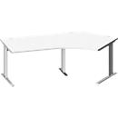 Schäfer Shop Pure Bureau d'angle PLANOVA BASIC, angle de 135° à droite, pied en C, L 2165 x P 800/800 x H 717 mm, blanc + passage de câbles