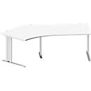 Schäfer Shop Pure Bureau d'angle PLANOVA BASIC, angle de 135° à gauche, pied en C, L 2165 x P 800/800 x H 717 mm, blanc/alu blanc + passage de câbles