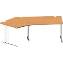 Schäfer Shop Pure Bureau d'angle PLANOVA BASIC, angle de 135° à gauche, pied en C, L 2165 x P 800/800 x H 717 mm, hêtre/blanc + passage de câbles