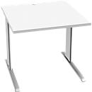 Schäfer Shop Pure Bureau PLANOVA BASIC, carré, pied en C, L 800 x P 800 x H 717 mm, blanc + passage de câbles