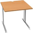 Schäfer Shop Pure Bureau PLANOVA BASIC, carré, pied en C, L 800 x P 800 x H 717 mm, hêtre/blanc + passage de câbles