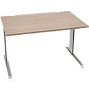 Schäfer Shop Pure Bureau PLANOVA BASIC, rectangulaire, pied en C, L 1200 x P 800 x H 717 mm, chêne/aluminium blanc + passage de câbles