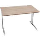 Schäfer Shop Pure Bureau PLANOVA BASIC, rectangulaire, pied en C, L 1200 x P 800 x H 717 mm, chêne/blanc + passage de câbles