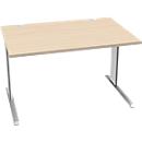 Schäfer Shop Pure Bureau PLANOVA BASIC, rectangulaire, pied en C, L 1200 x P 800 x H 717 mm, érable/blanc + passage de câbles