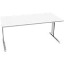 Schäfer Shop Pure Bureau PLANOVA BASIC, rectangulaire, pied en C, L 1600 x P 800 x H 717 mm, blanc + passage de câbles