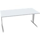 Schäfer Shop Pure Bureau PLANOVA BASIC, rectangulaire, pied en C, L 1600 x P 800 x H 717 mm, gris clair/blanc + passage de câbles