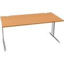 Schäfer Shop Pure Bureau PLANOVA BASIC, rectangulaire, pied en C, L 1600 x P 800 x H 717 mm, hêtre/blanc + passage de câbles