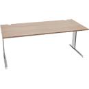 Schäfer Shop Pure Bureau PLANOVA BASIC, rectangulaire, pied en C, L 1800 x P 800 x H 717 mm, chêne/blanc + passage de câbles