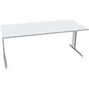 Schäfer Shop Pure Bureau PLANOVA BASIC, rectangulaire, pied en C, L 1800 x P 800 x H 717 mm, gris clair/blanc + passage de câbles