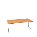 Schäfer Shop Pure Bureau PLANOVA BASIC, rectangulaire, pied en C, L 1800 x P 800 x H 717 mm, hêtre/aluminium blanc + passage de câbles